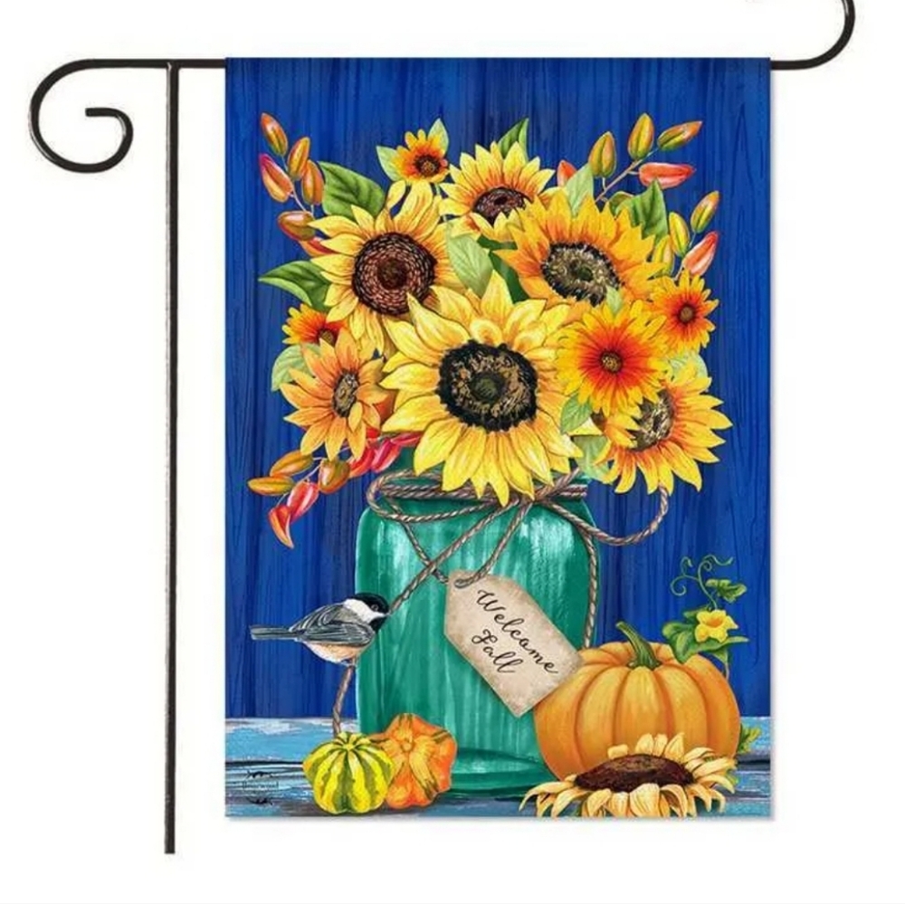 Happy Fall Garden Flag Autumn Banner Harvest Pumpkin Yard Decoration New